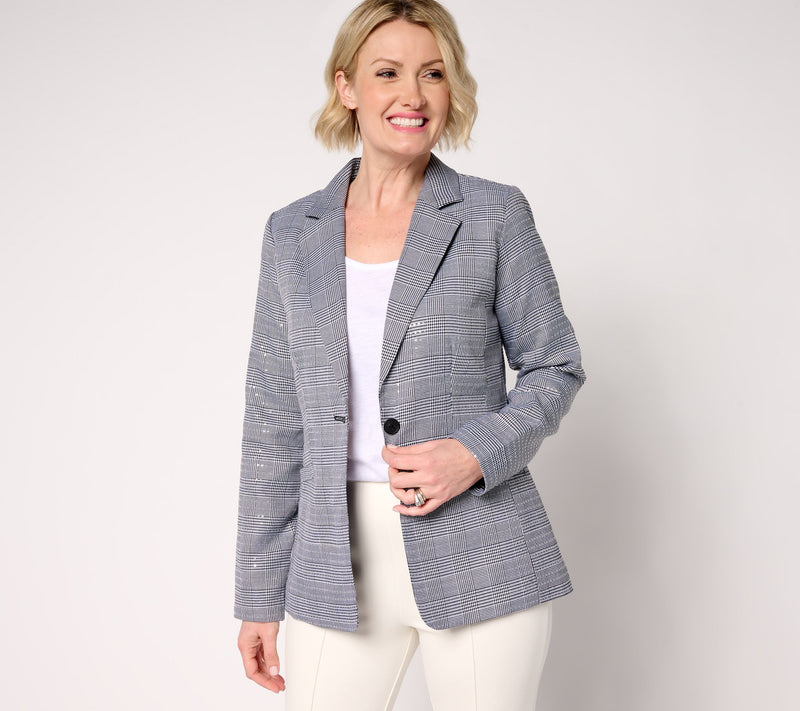 Joan Rivers Red Carpet Regular Glen Plaid Sequin Blazer — View 12