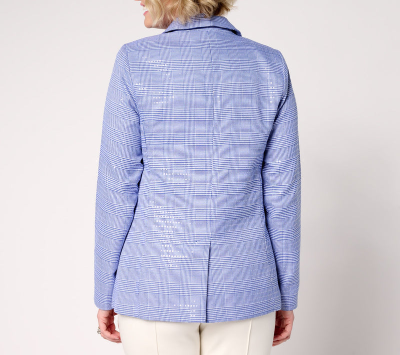 Joan Rivers Red Carpet Petite Glen Plaid Sequin Blazer — View 7