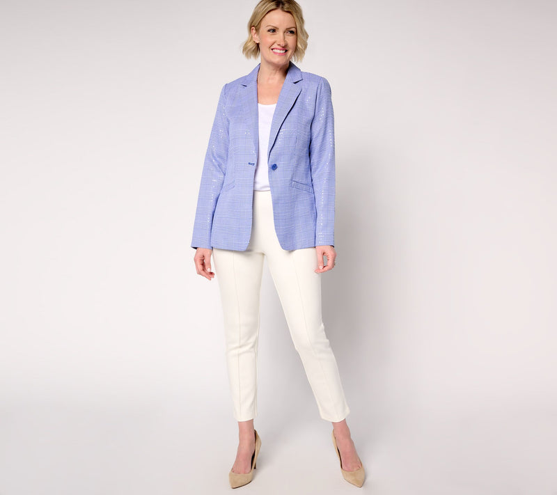 Joan Rivers Red Carpet Petite Glen Plaid Sequin Blazer — View 8