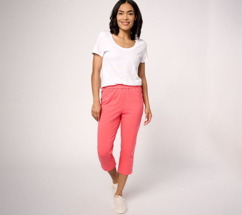Quacker Factory Short DreamJeannes Grommet Capri Pants — View 13