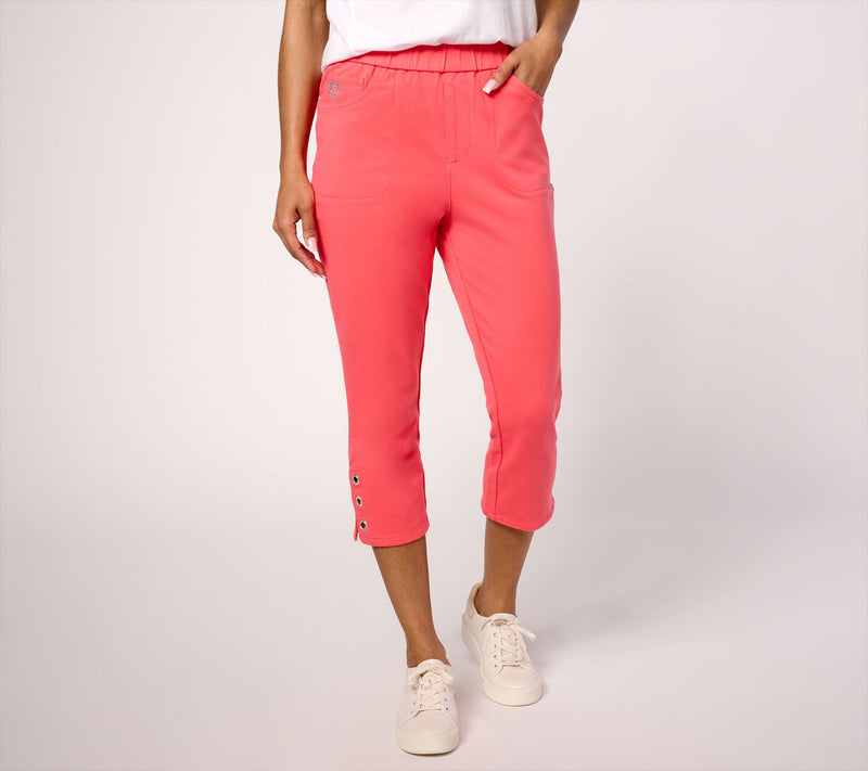 Quacker Factory Short DreamJeannes Grommet Capri Pants — View 9