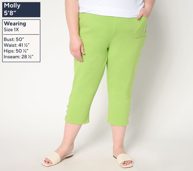 Quacker Factory Short DreamJeannes Grommet Capri Pants — View 10