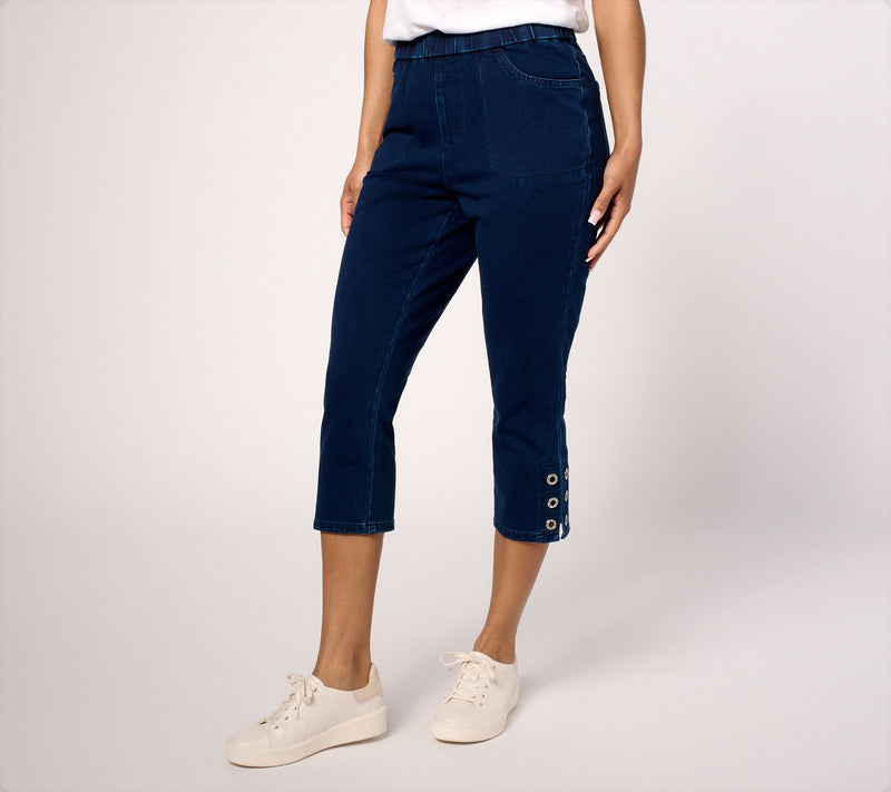 Quacker Factory Short DreamJeannes Grommet Capri Pants — View 5