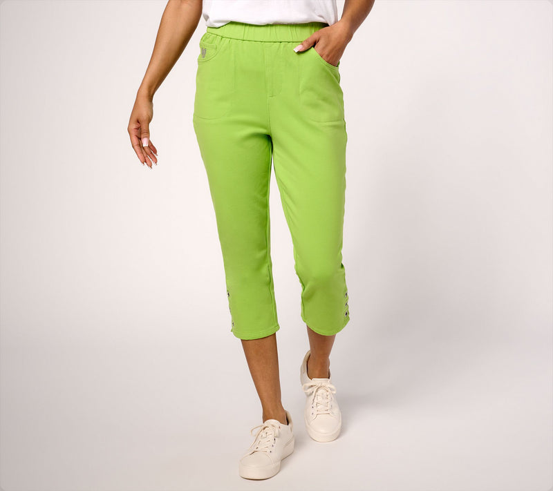 Quacker Factory Short DreamJeannes Grommet Capri Pants — View 7