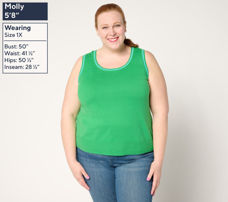 Isaac Mizrahi Live! Pointelle Stitch Trim Sleeveless Sweater — View 12