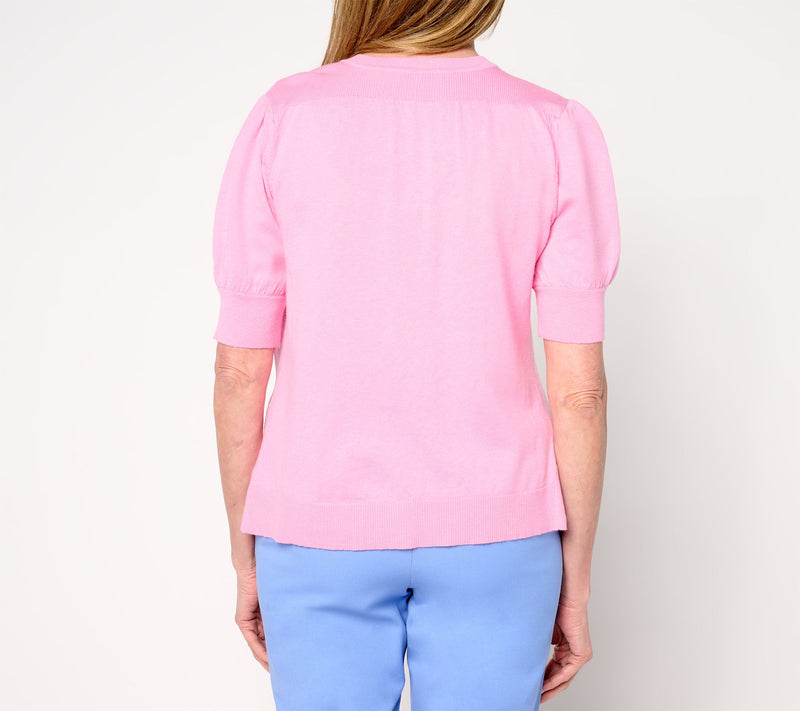 Isaac Mizrahi Live! Button Front Silk Blend Cardigan — View 14