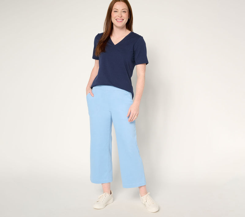 Denim & Co. Petite Comfy Knit Air Wide Leg Crop Jean — View 5