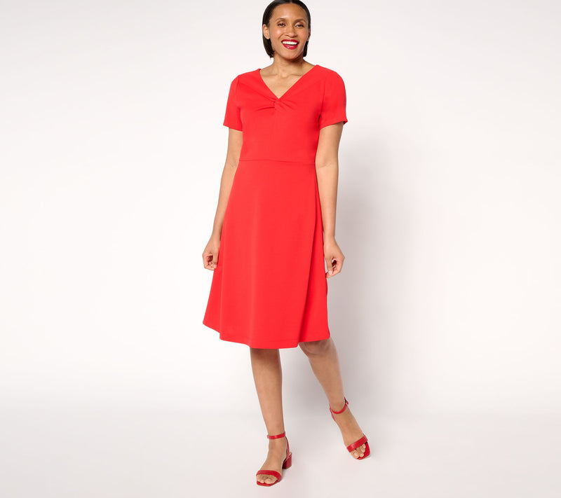 Isaac Mizrahi Live! Regular Scuba Crepe Twist Front Dress — Main view