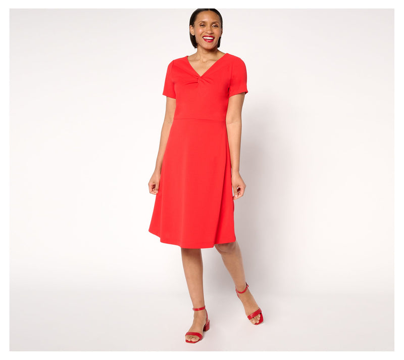 Isaac Mizrahi Live! Regular Scuba Crepe Twist Front Dress — View 14