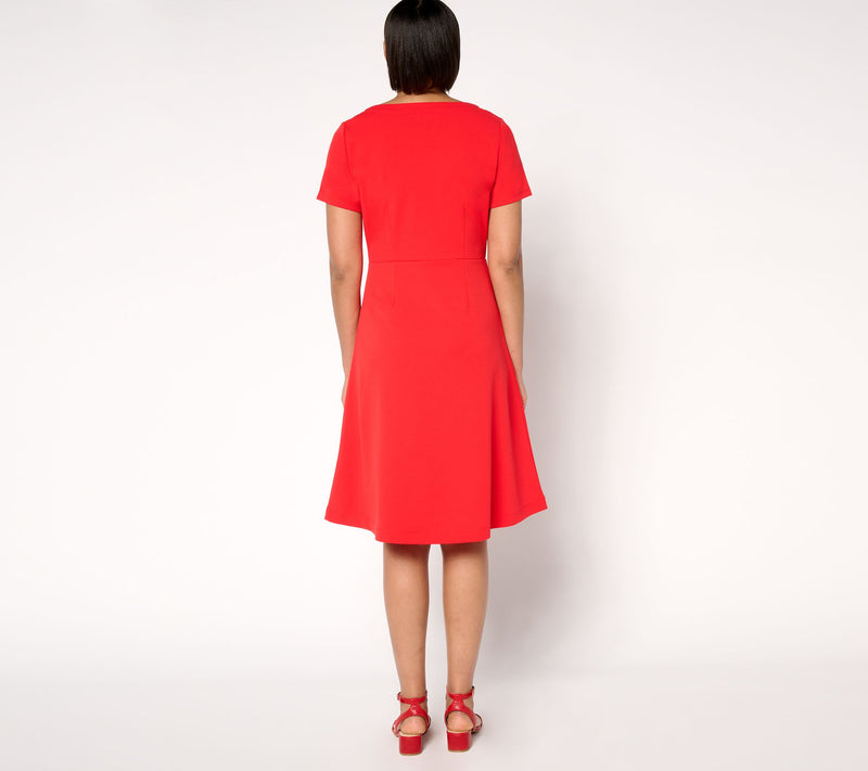 Isaac Mizrahi Live! Petite Scuba Crepe Twist Front Dress — View 4
