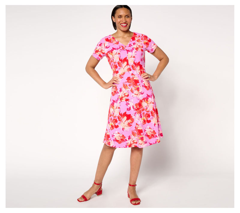 Isaac Mizrahi Live! Petite Scuba Crepe Twist Front Dress — View 13