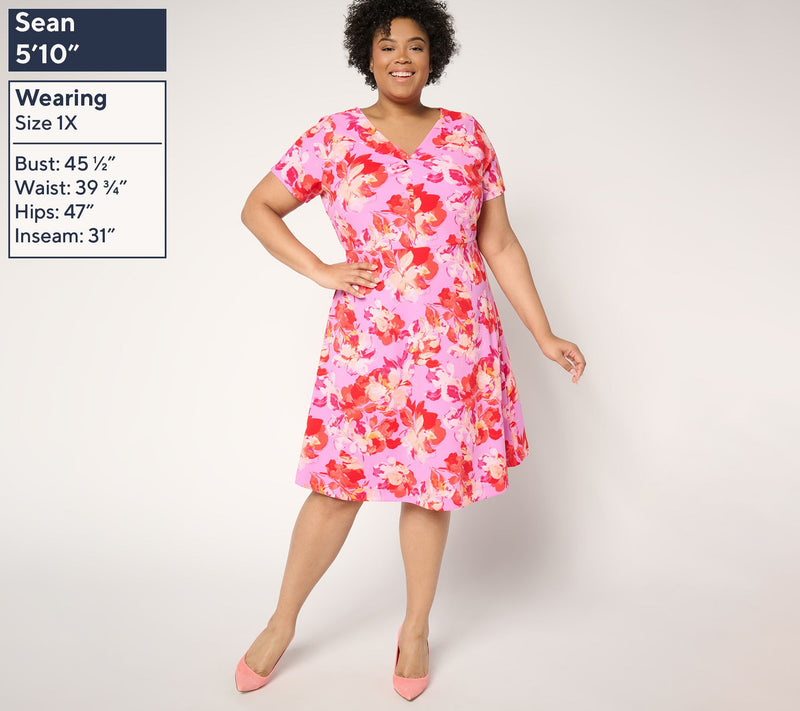 Isaac Mizrahi Live! Petite Scuba Crepe Twist Front Dress — View 2