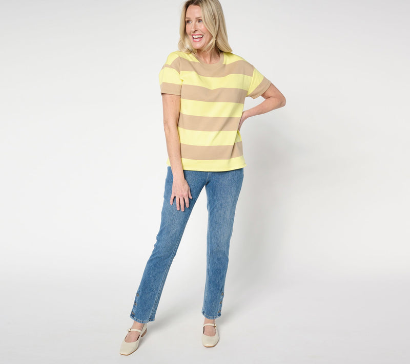 Isaac Mizrahi Live! Essentials Cotton Rugby Stripe T-Shirt — View 7