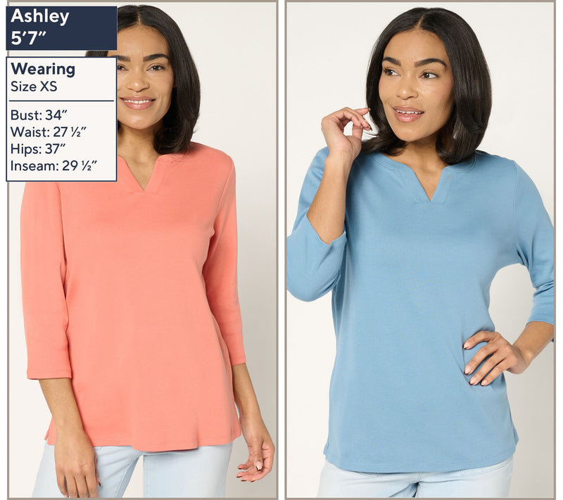 Denim & Co. Essentials 100% Cotton Micro Rib 2-Pack Tops — View 3