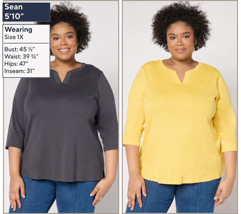 Denim & Co. Essentials 100% Cotton Micro Rib 2-Pack Tops — View 2