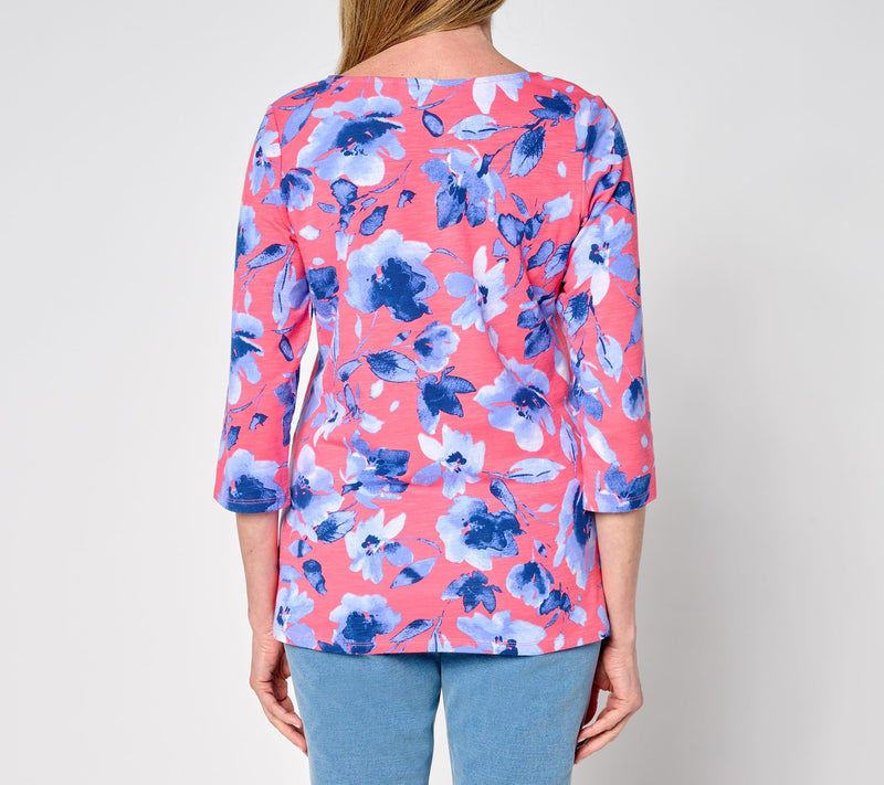 Quacker Factory Something Blue Embellished Printed Top — View 4