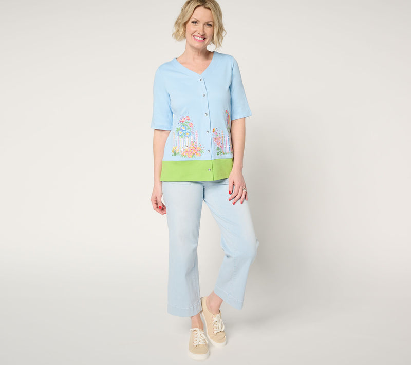 Quacker Factory Garden Gate Embroidered Elbow Sleeve Cardigan — View 9
