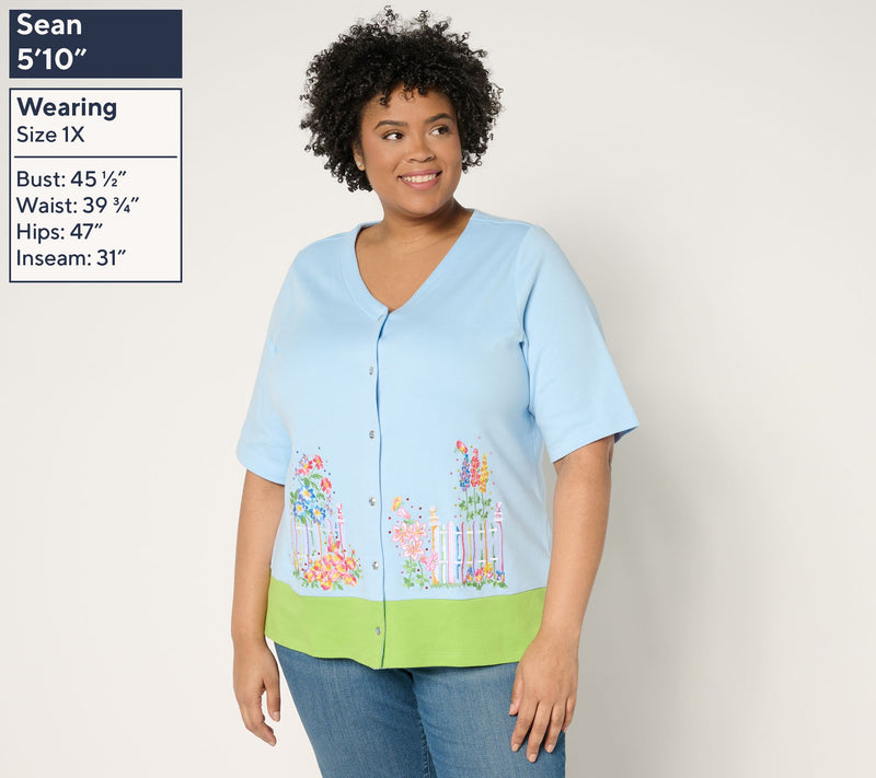 Quacker Factory Garden Gate Embroidered Elbow Sleeve Cardigan — View 6