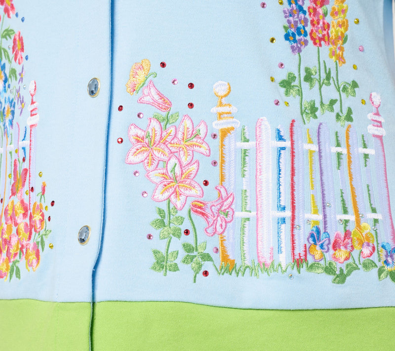 Quacker Factory Garden Gate Embroidered Elbow Sleeve Cardigan — View 10
