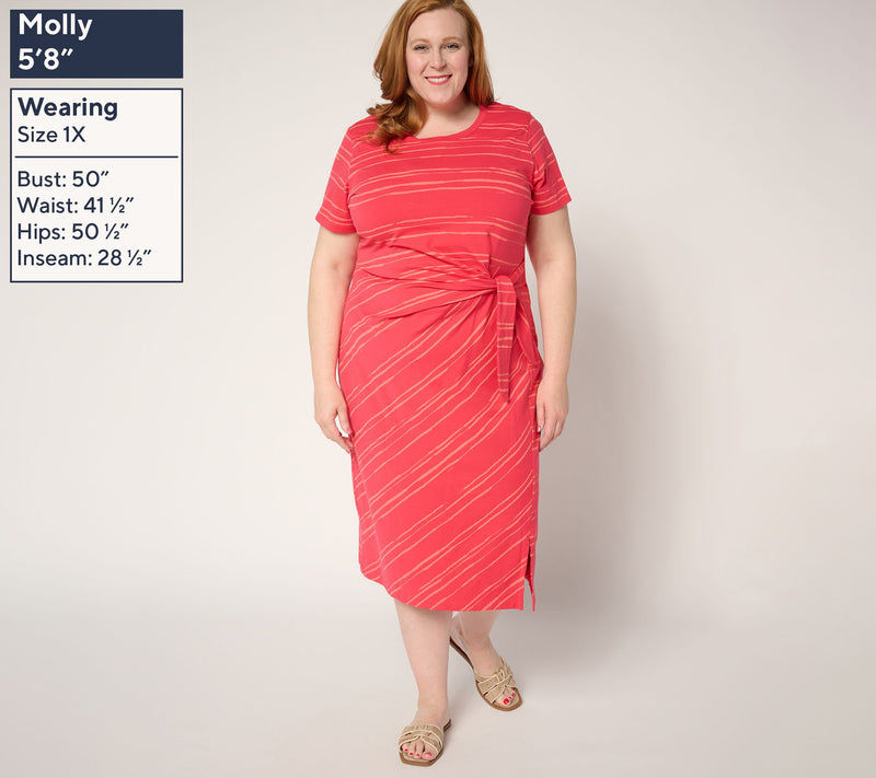 AnyBody Petite Printed Stripe Tie Front Knit Dress — View 10