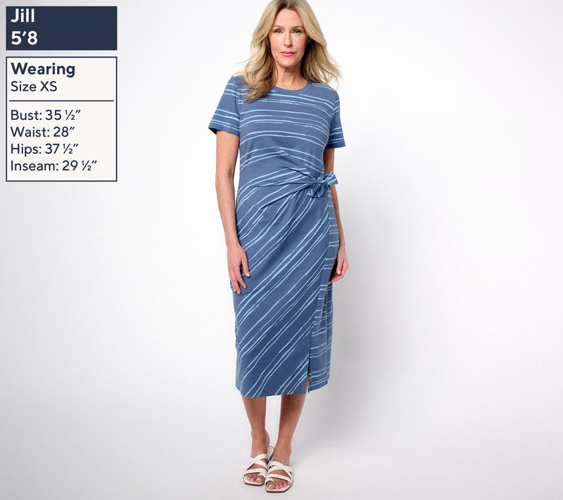 AnyBody Petite Printed Stripe Tie Front Knit Dress — View 11