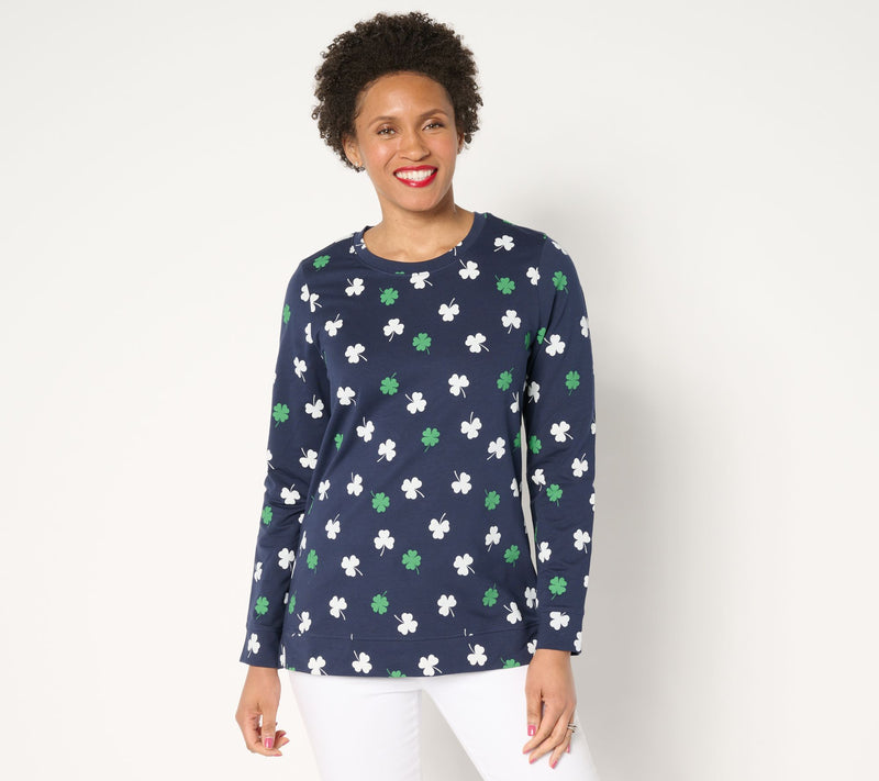 Denim & Co. Printed French Terry Sweatshirt — View 5