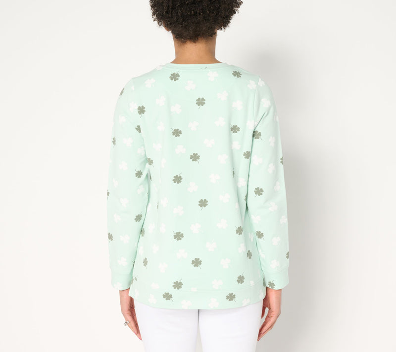 Denim & Co. Printed French Terry Sweatshirt — View 9
