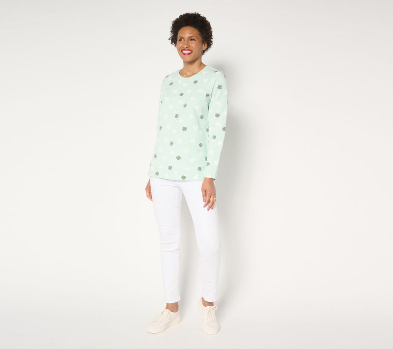 Denim & Co. Printed French Terry Sweatshirt — View 10