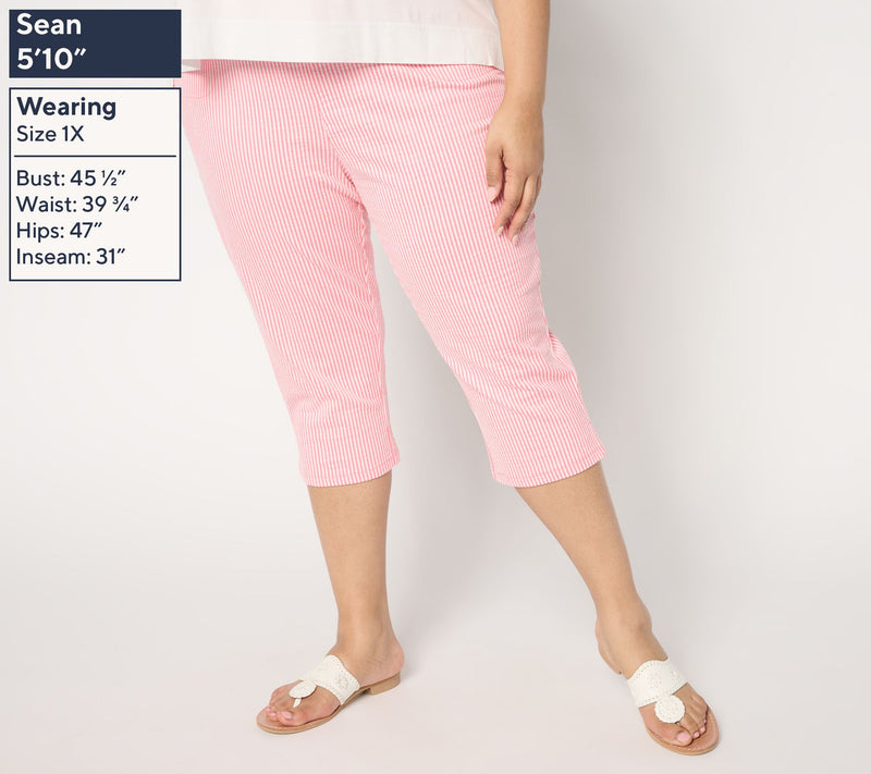 Quacker Factory Knit Seersucker 19" Capri Pant — View 2
