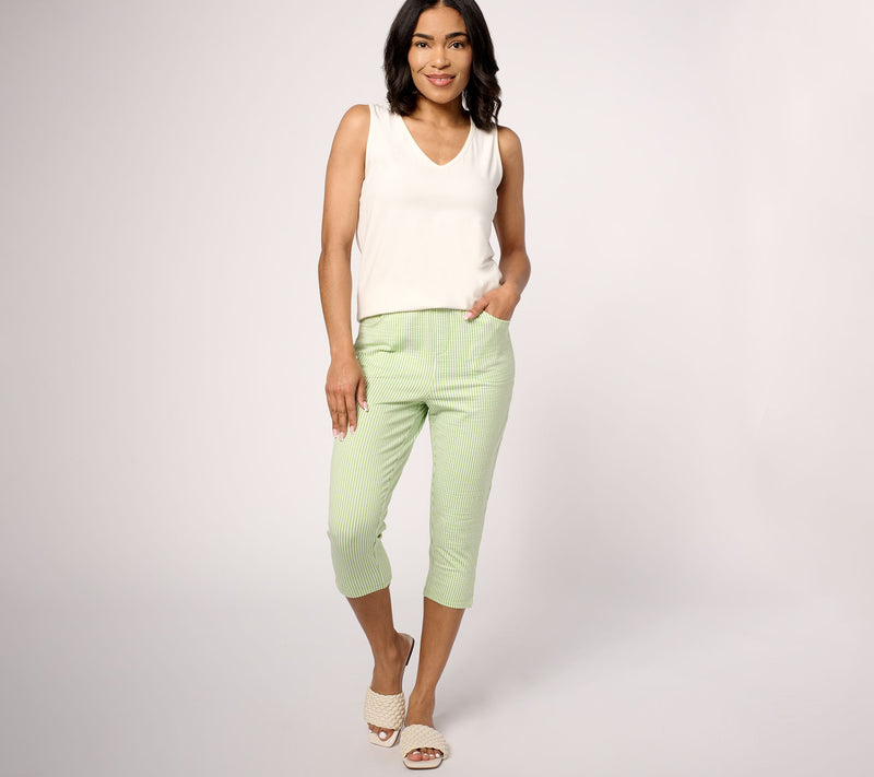 Quacker Factory Knit Seersucker 19" Capri Pant — View 5