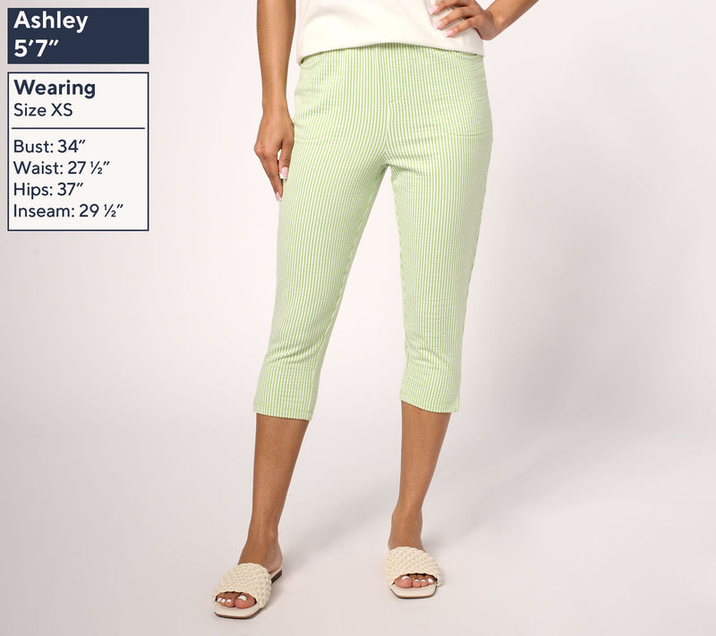 Quacker Factory Knit Seersucker 19" Capri Pant — View 3