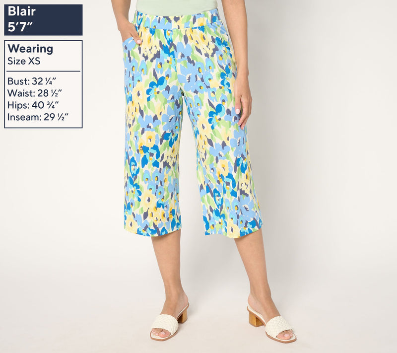 Quacker Factory Hello Spring Floral Printed Knit Cropped Pants — View 2