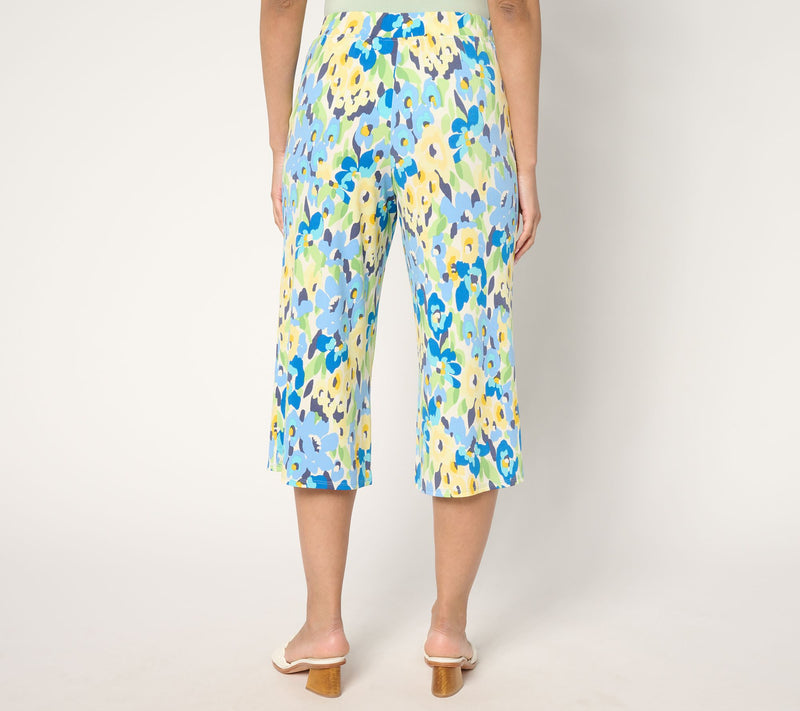 Quacker Factory Hello Spring Floral Printed Knit Cropped Pants — View 3