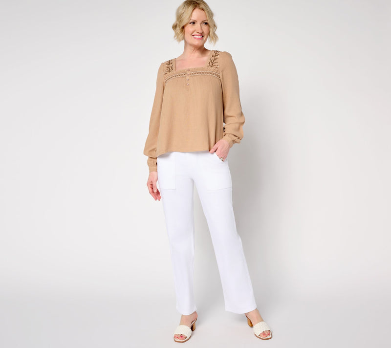 Me by Jennie Garth Regular White Utility Straight Leg Jeans — View 6