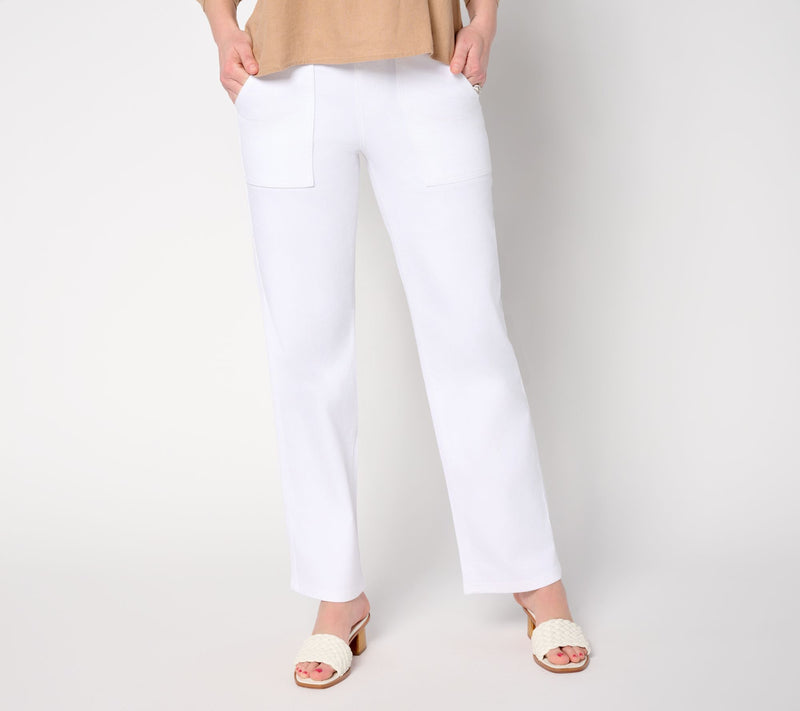 Me by Jennie Garth Petite White Utility Straight Leg Jeans — Main view