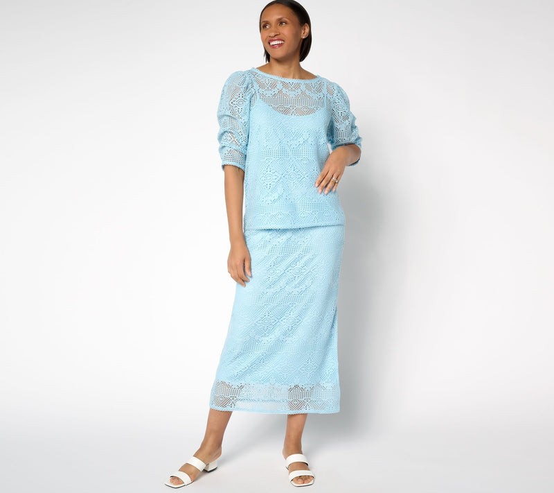 Me by Jennie Garth Regular Charlotte Lace Midi Skirt — View 9