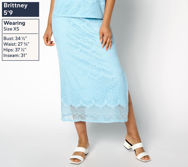 Me by Jennie Garth Petite Charlotte Lace Midi Skirt — View 7