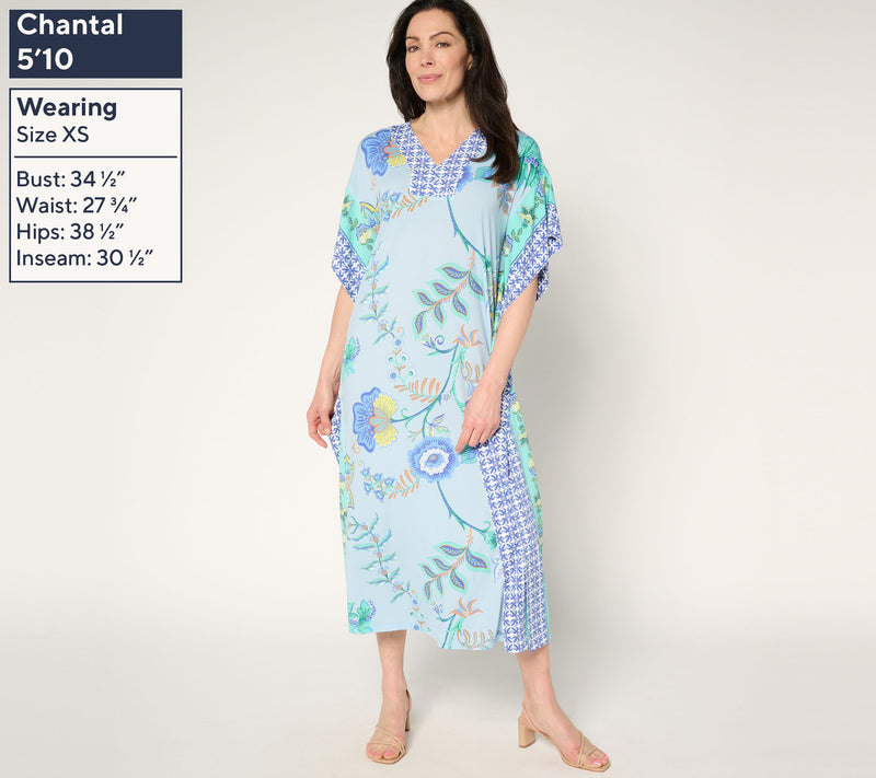 Joan Rivers Regular Luxe Knit Floral Caftan — View 3