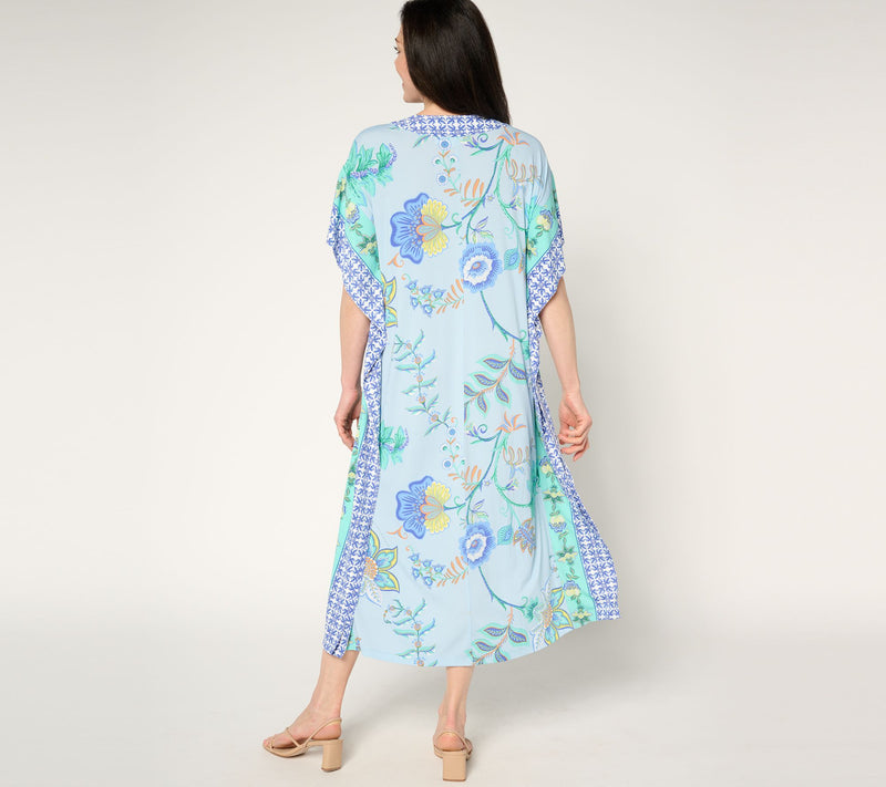 Joan Rivers Regular Luxe Knit Floral Caftan — View 4