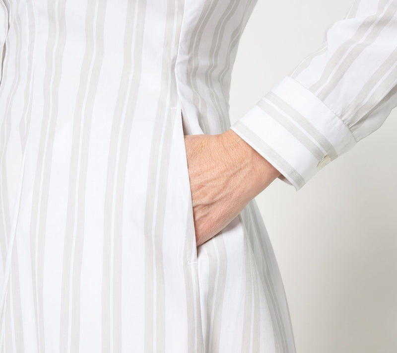 Women with Control Petite Poplin Godet Button Front Midi Dress — View 5