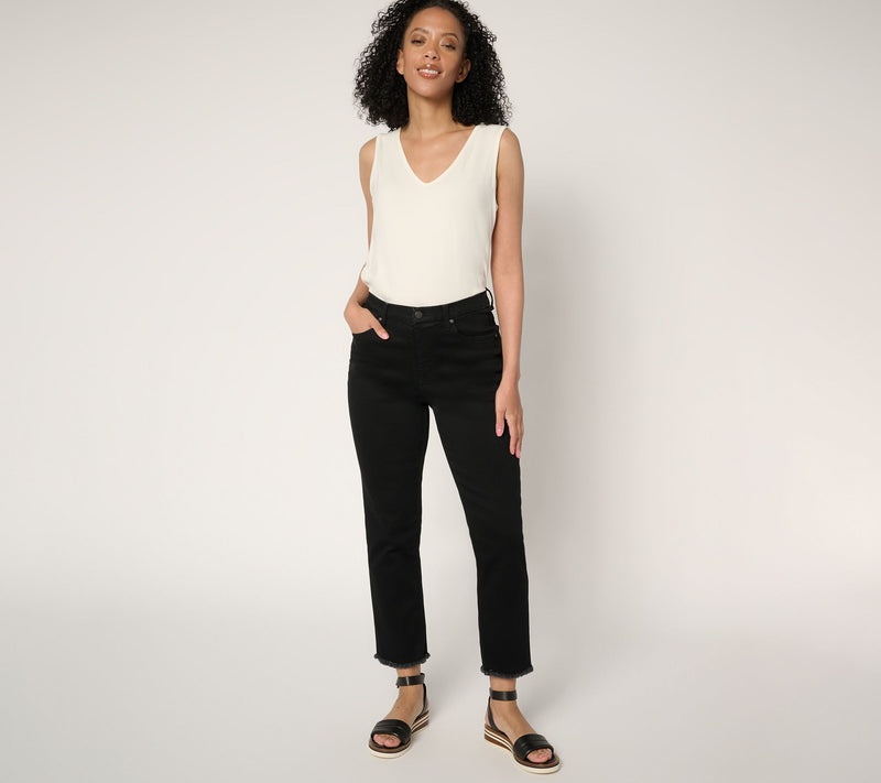 Women with Control Regular Black Contour Curves Slim Crop Pants — View 4