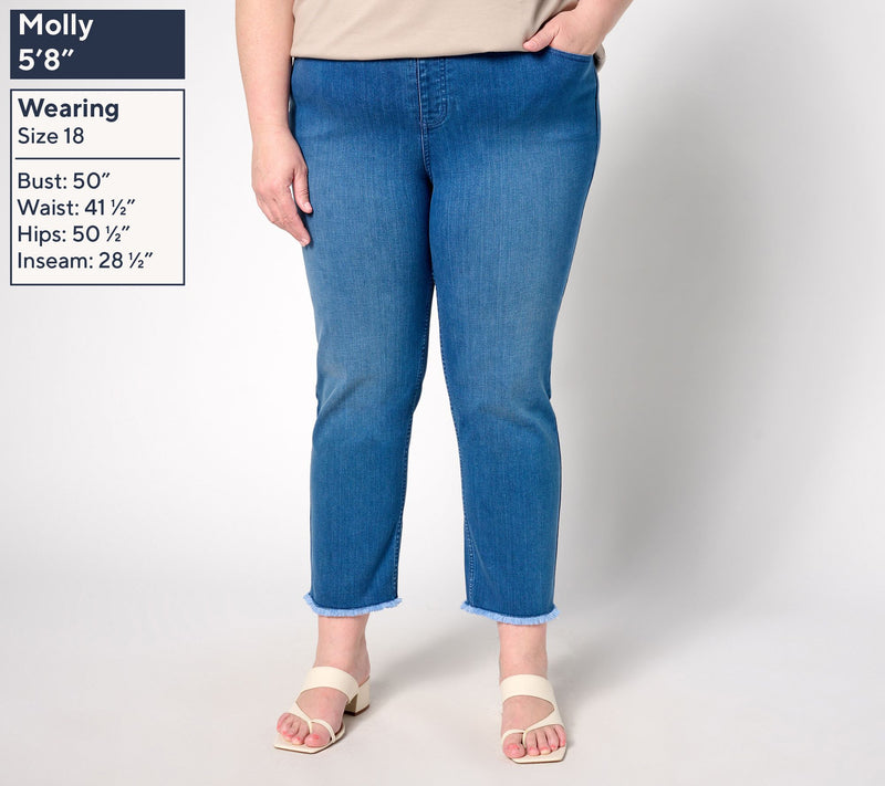 Women with Control Petite Indigo Contour Curves Slim Crop Pants — View 6