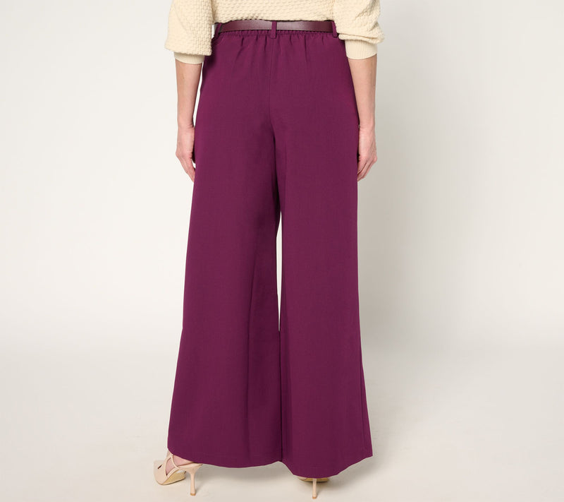 BEAUTIFUL by Lawrence Zarian Petite Belted Wide Leg Pleated Trouser — View 10