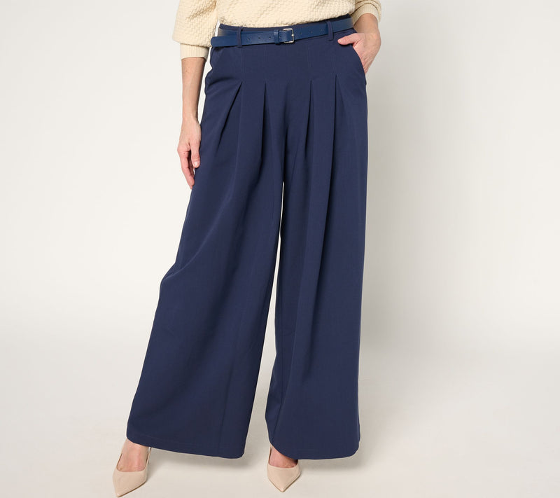BEAUTIFUL by Lawrence Zarian Petite Belted Wide Leg Pleated Trouser — View 7