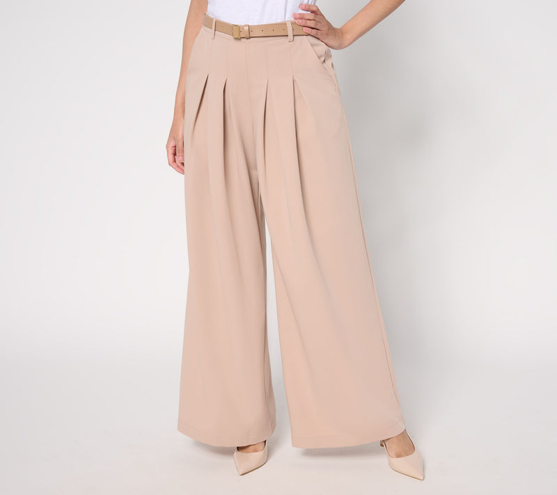BEAUTIFUL by Lawrence Zarian Petite Belted Wide Leg Pleated Trouser — View 15