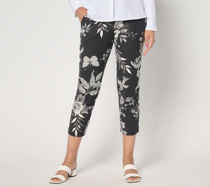 Women with Control Tummy Control Petite Cotton Jersey Crop Pants — View 9