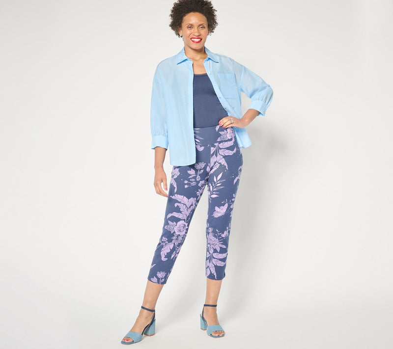 Women with Control Tummy Control Petite Cotton Jersey Crop Pants — View 12