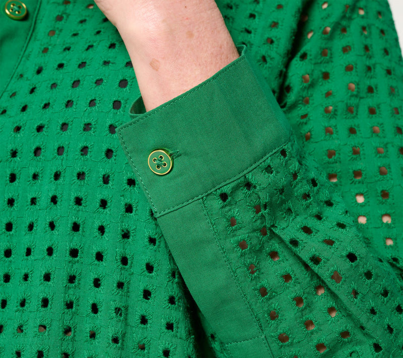 Susan Graver Soleil Regular Eyelet Button Front Cover-Up — View 8