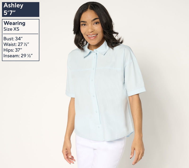 Women with Control Button Front Shirt with Knot Detail — View 11