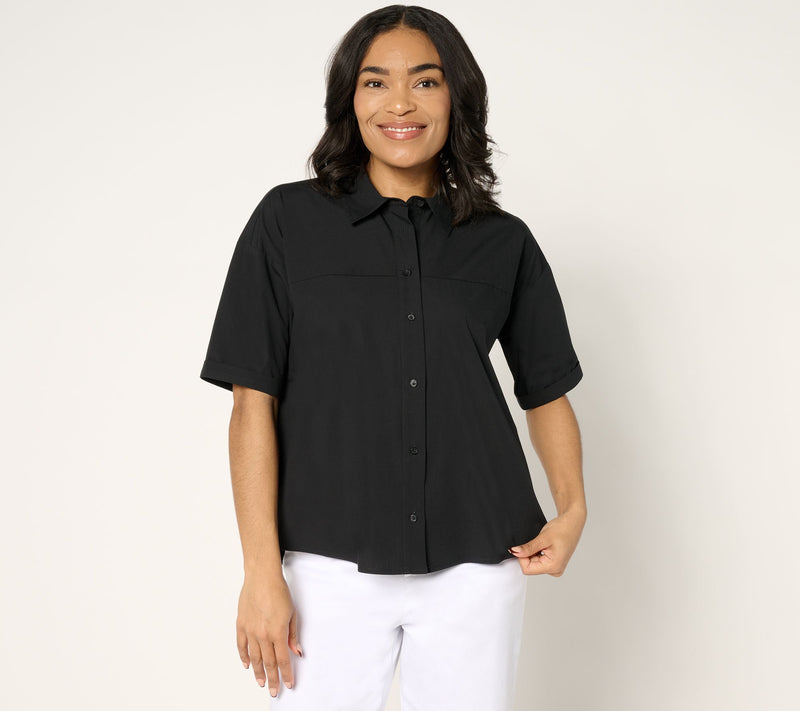 Women with Control Button Front Shirt with Knot Detail — View 9